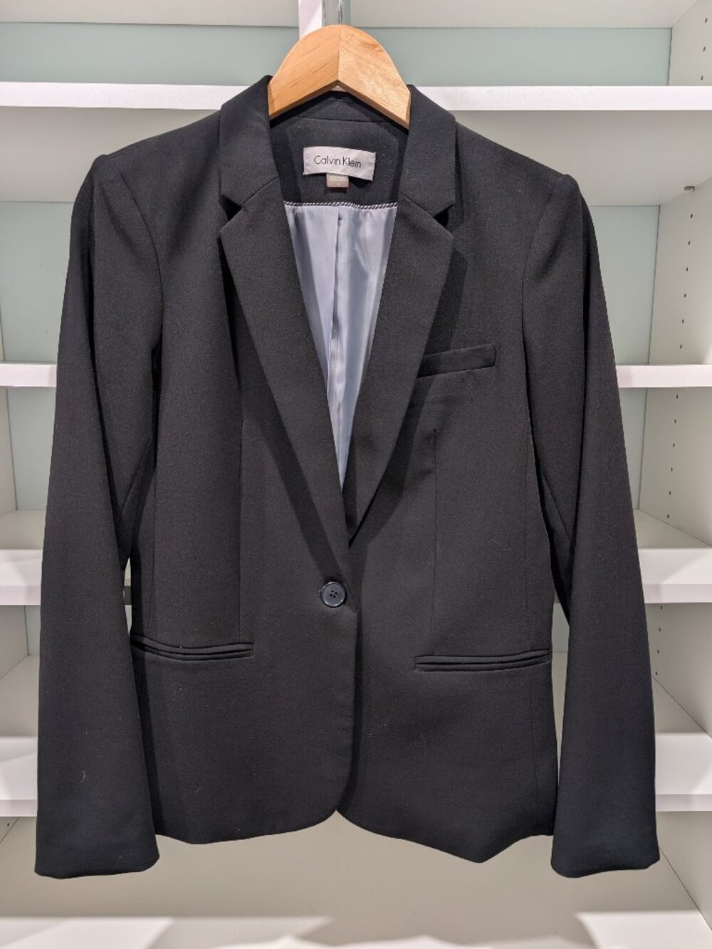 Calvin Klein Black One‑Button Lined Blazer – Workwear Staple